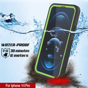 iPhone 14 Pro Waterproof Case, Punkcase [Extreme Series] Armor Cover W/ Built In Screen Protector [Light Green]