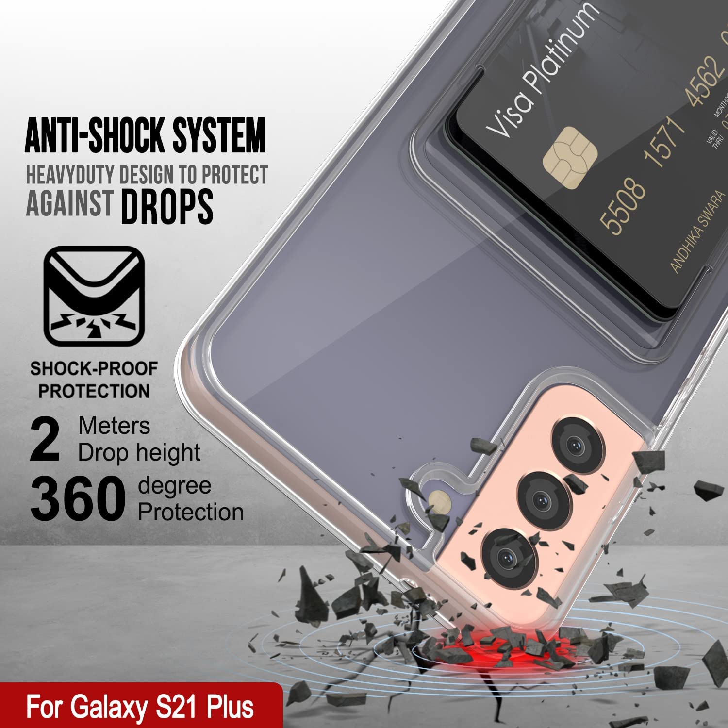Galaxy S24 Plus Card Holder Case [Crystal CardSlot Series] [Slim Fit] [Teal]