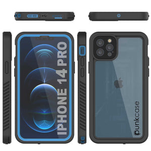 iPhone 14 Pro Waterproof Case, Punkcase [Extreme Series] Armor Cover W/ Built In Screen Protector [Light Blue]