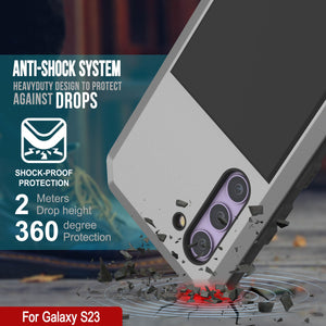 Galaxy S23 Metal Case, Heavy Duty Military Grade Armor Cover [shock proof] Full Body Hard [Silver]