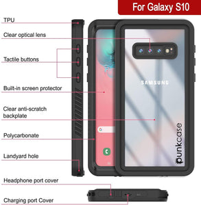 Galaxy S10+ Plus Water/Shockproof With Screen Protector Case [Black]