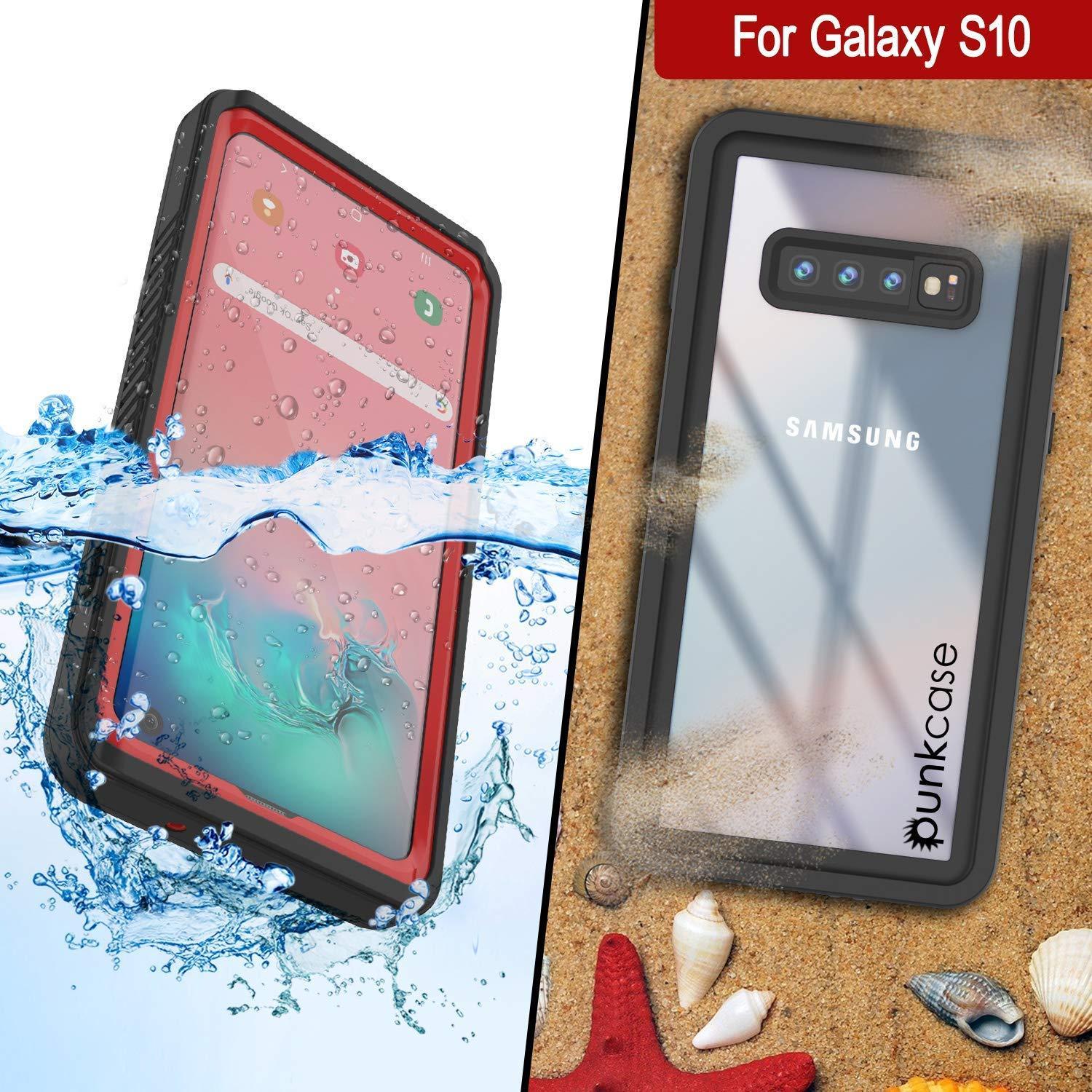 Galaxy S10+ Plus Water/Shock/Snowproof Slim Screen Protector Case [Red]