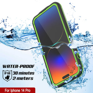 Punkcase iPhone 14 Pro Waterproof Case [Aqua Series] Armor Cover [Clear Black] [Clear Back]