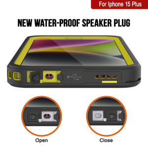 iPhone 15 Plus Waterproof Case, Punkcase [Extreme Series] Armor Cover W/ Built In Screen Protector [Yellow]
