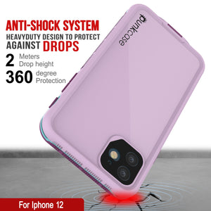Punkcase iPhone 12 Waterproof Case [Aqua Series] Armor Cover [Purple]