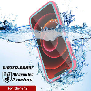 Punkcase iPhone 12 Waterproof Case [Aqua Series] Armor Cover [Clear Pink] [Clear Back]
