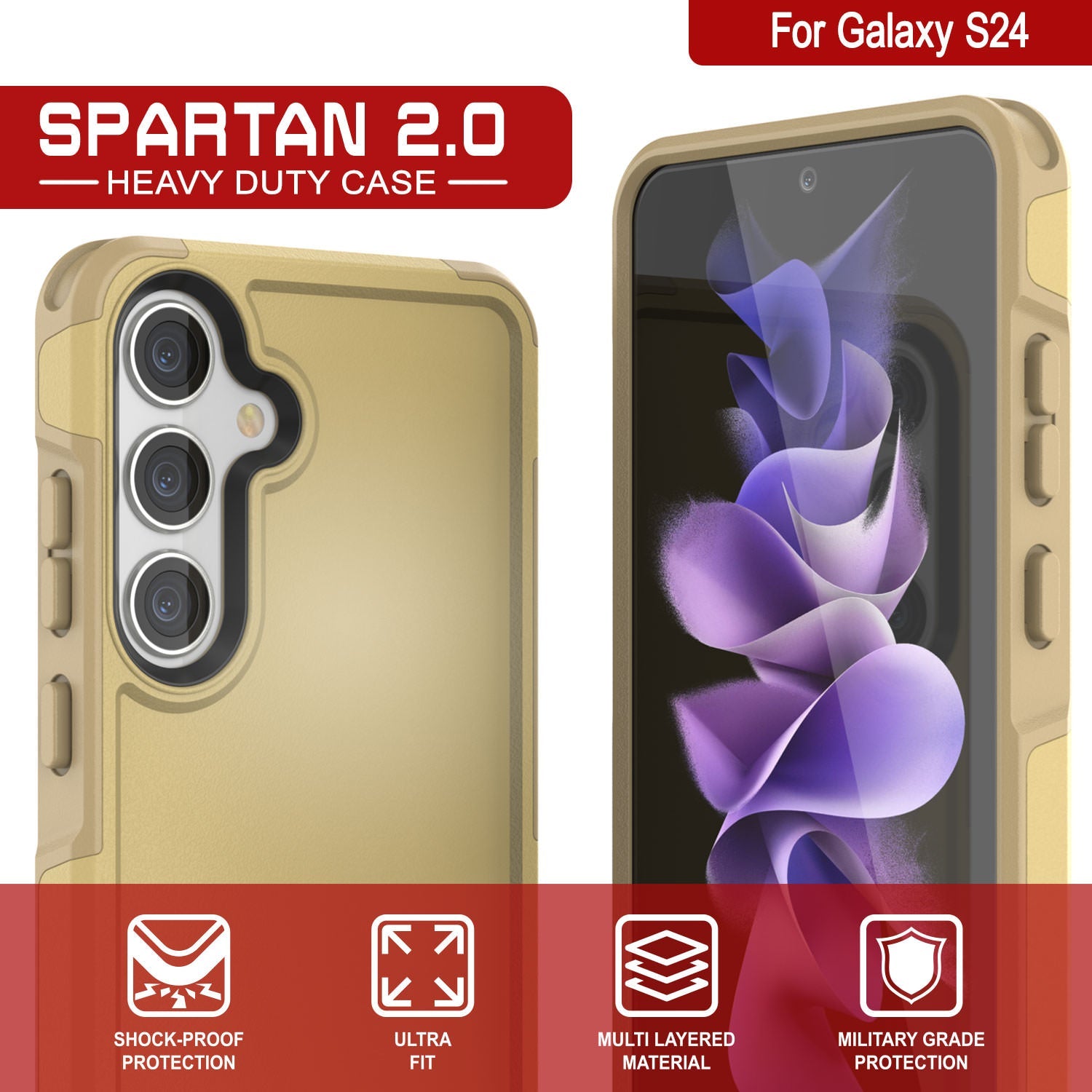 PunkCase Galaxy S24 Case, [Spartan 2.0 Series] Clear Rugged Heavy Duty Cover [Yellow]