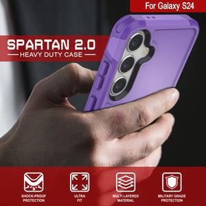 PunkCase Galaxy S24 Case, [Spartan 2.0 Series] Clear Rugged Heavy Duty Cover [Purple]
