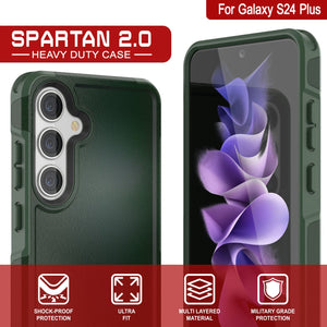 PunkCase Galaxy S24+ Plus Case, [Spartan 2.0 Series] Clear Rugged Heavy Duty Cover [Dark Green]