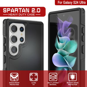 PunkCase Galaxy S24 Ultra Case, [Spartan 2.0 Series] Clear Rugged Heavy Duty Cover [Black]