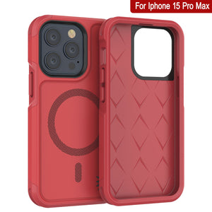 PunkCase iPhone 15 Pro Max Case, [Spartan 2.0 Series] Clear Rugged Heavy Duty Cover W/Built in Screen Protector [red]