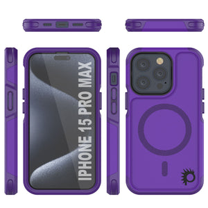 PunkCase iPhone 15 Pro Max Case, [Spartan 2.0 Series] Clear Rugged Heavy Duty Cover W/Built in Screen Protector [purple]