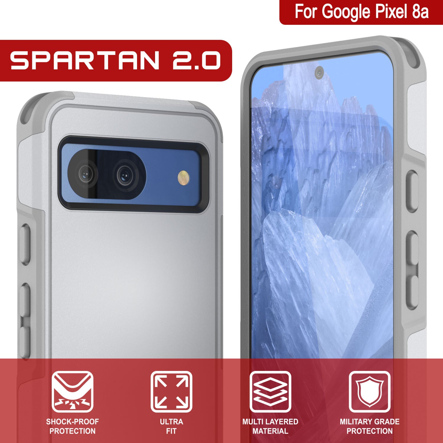 PunkCase Google Pixel 9 Pro Case, [Spartan 2.0 Series] Clear Rugged Heavy Duty Cover W/Built in Screen Protector [White]