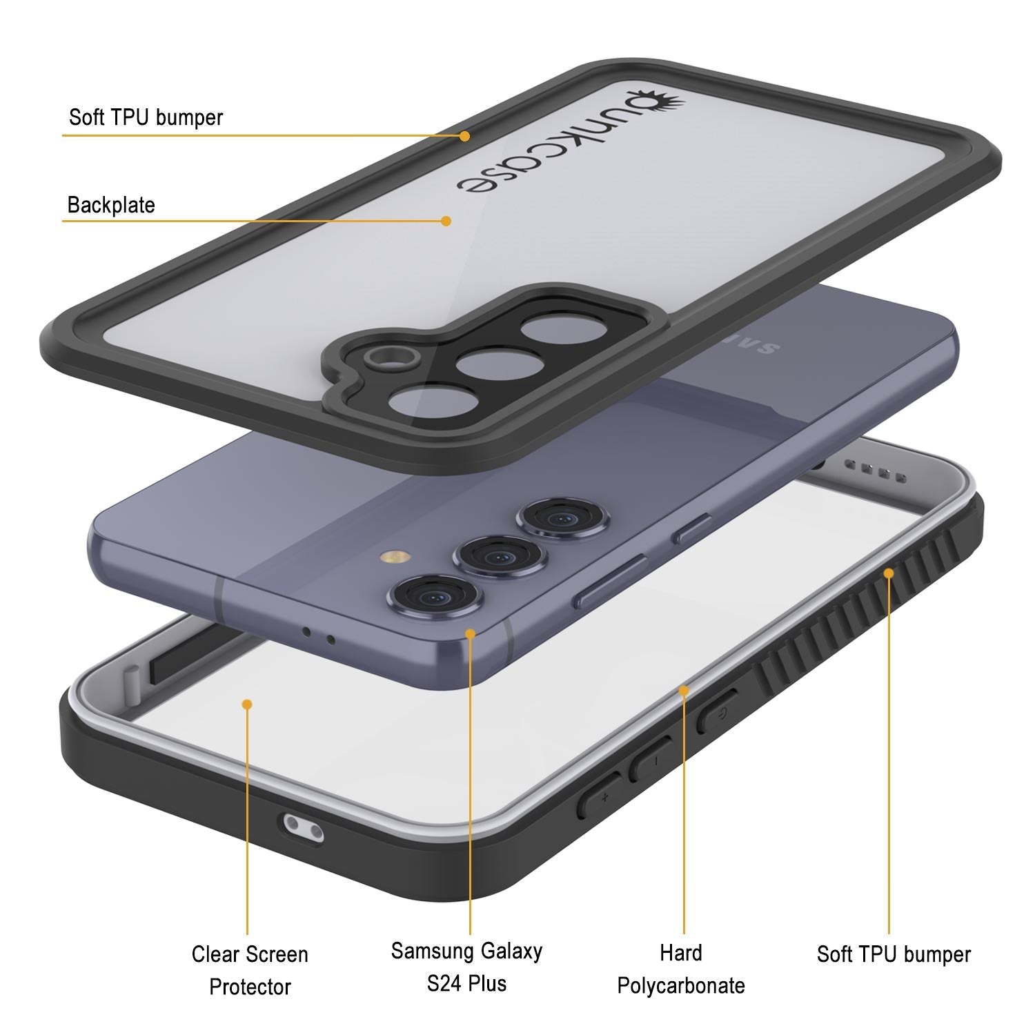 Galaxy S24+ Plus Waterproof Case, Punkcase StudStar White Thin 6.7ft Underwater IP68 Shock/Snow Proof