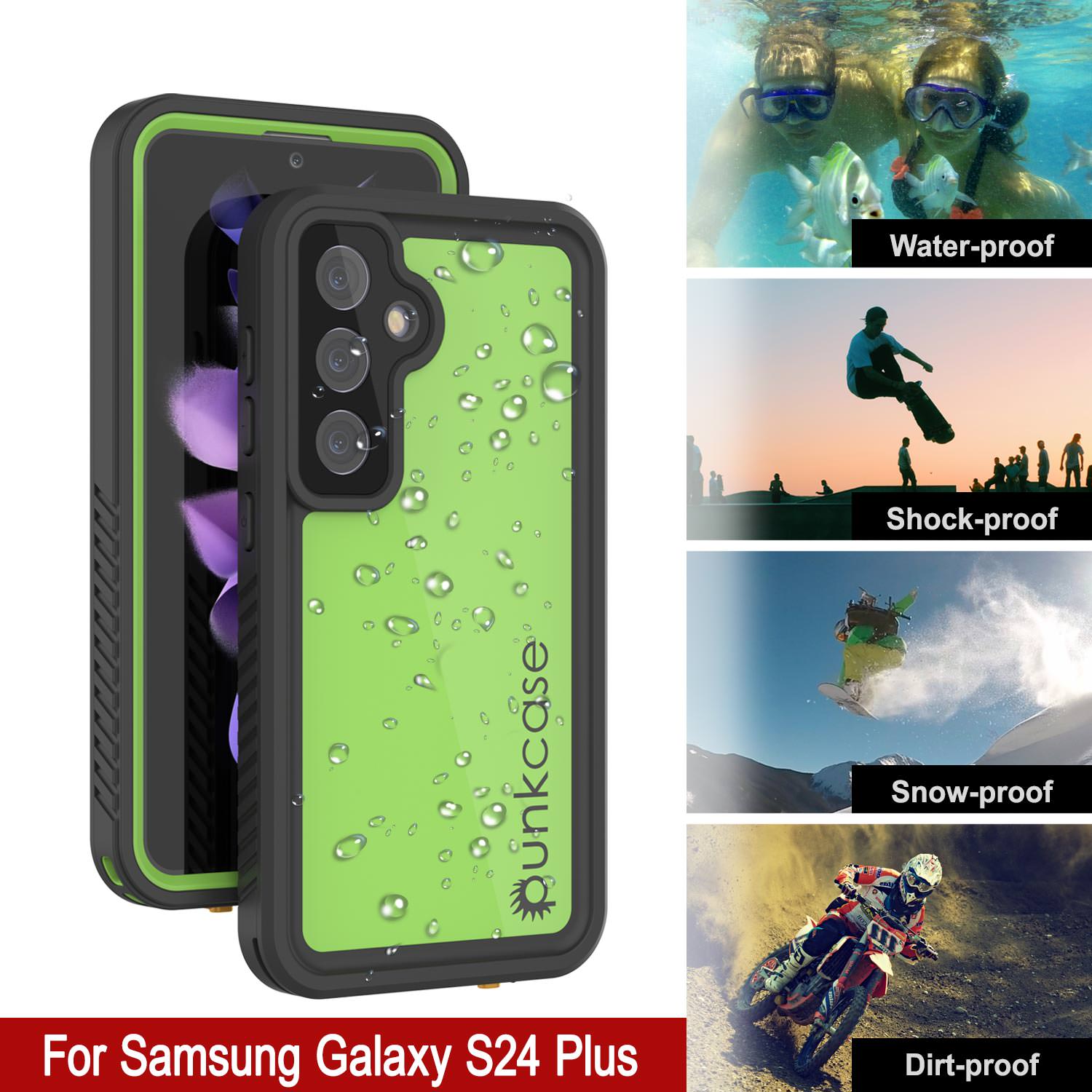 Galaxy S24+ Plus Waterproof Case PunkCase StudStar Light Green Thin 6.7ft Underwater IP68 ShockProof