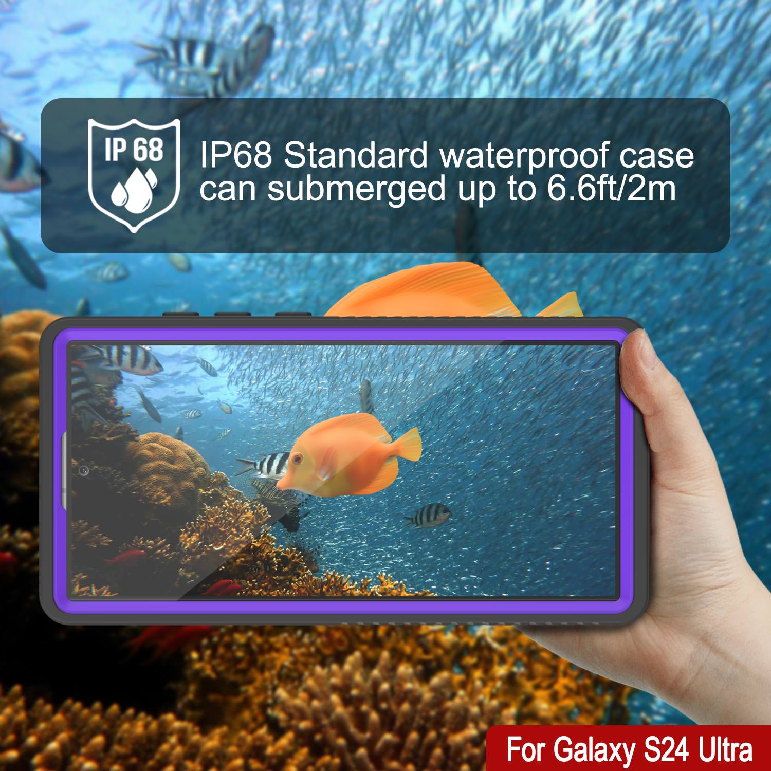 Galaxy S25 Ultra Waterproof Case PunkCase StudStar Purple Thin 6.6ft Underwater IP68 Shock/Snow Proof