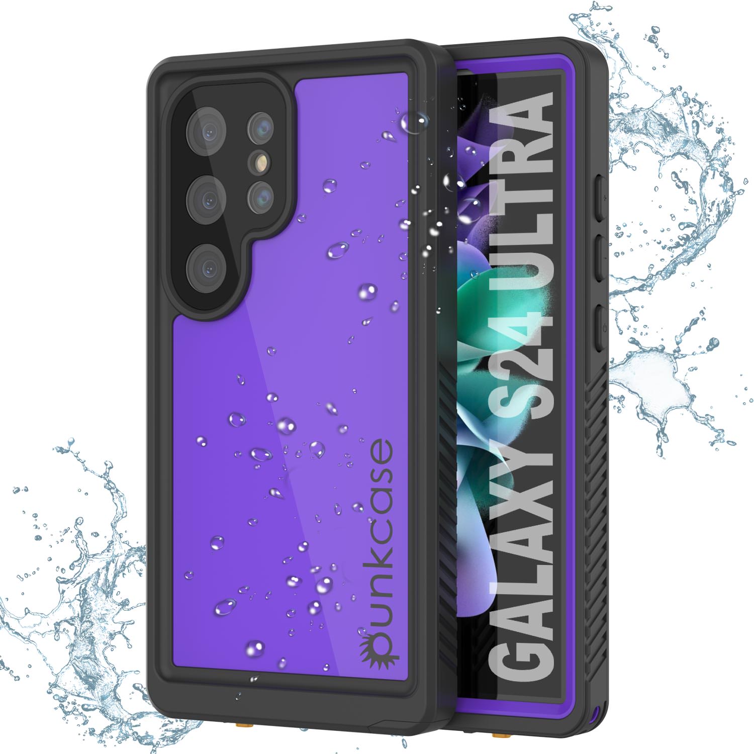 Galaxy S24 Ultra Waterproof Case PunkCase StudStar Purple Thin 6.6ft Underwater IP68 Shock/Snow Proof