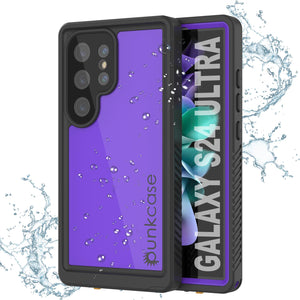 Galaxy S24 Ultra Waterproof Case PunkCase StudStar Purple Thin 6.6ft Underwater IP68 Shock/Snow Proof