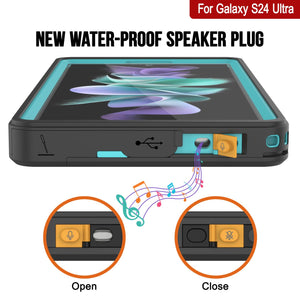 Galaxy S24 Ultra Waterproof Case PunkCase StudStar Teal Thin 6.6ft Underwater IP68 Shock/Snow Proof