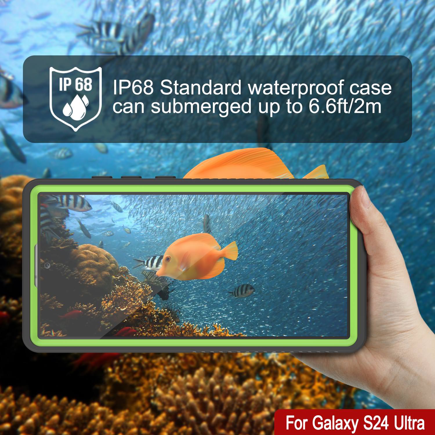 Galaxy S25 Ultra Waterproof Case PunkCase StudStar Light Green Thin 6.6ft Underwater IP68 ShockProof