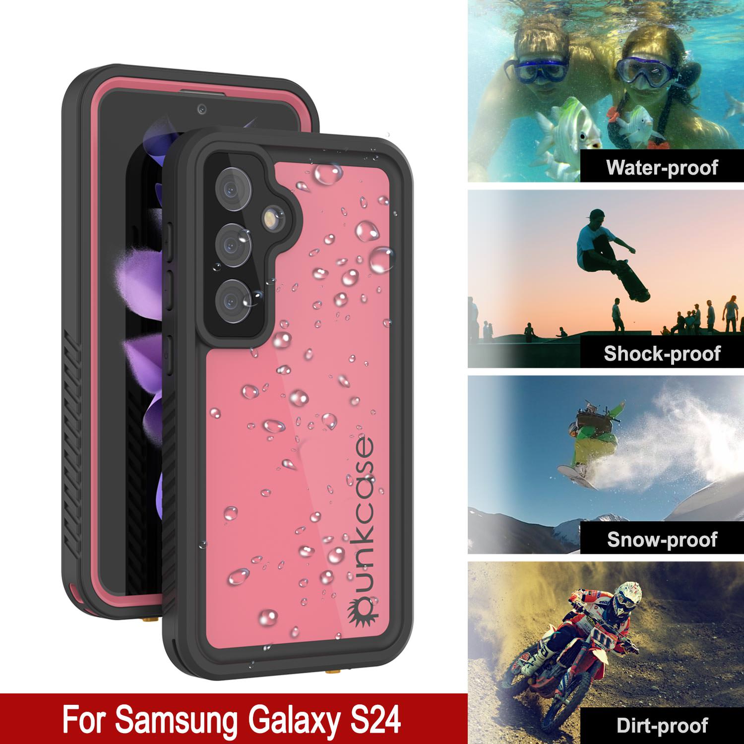 Galaxy S24 Waterproof Case PunkCase StudStar Pink Thin 6.2ft Underwater IP68 Shock/Snow Proof