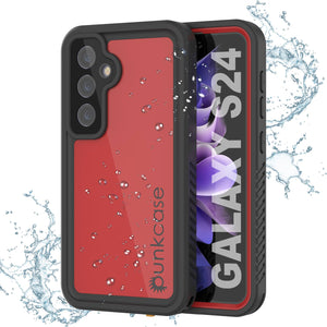 Galaxy S24 Waterproof Case PunkCase StudStar Red Thin 6.2ft Underwater IP68 Shock/Snow Proof