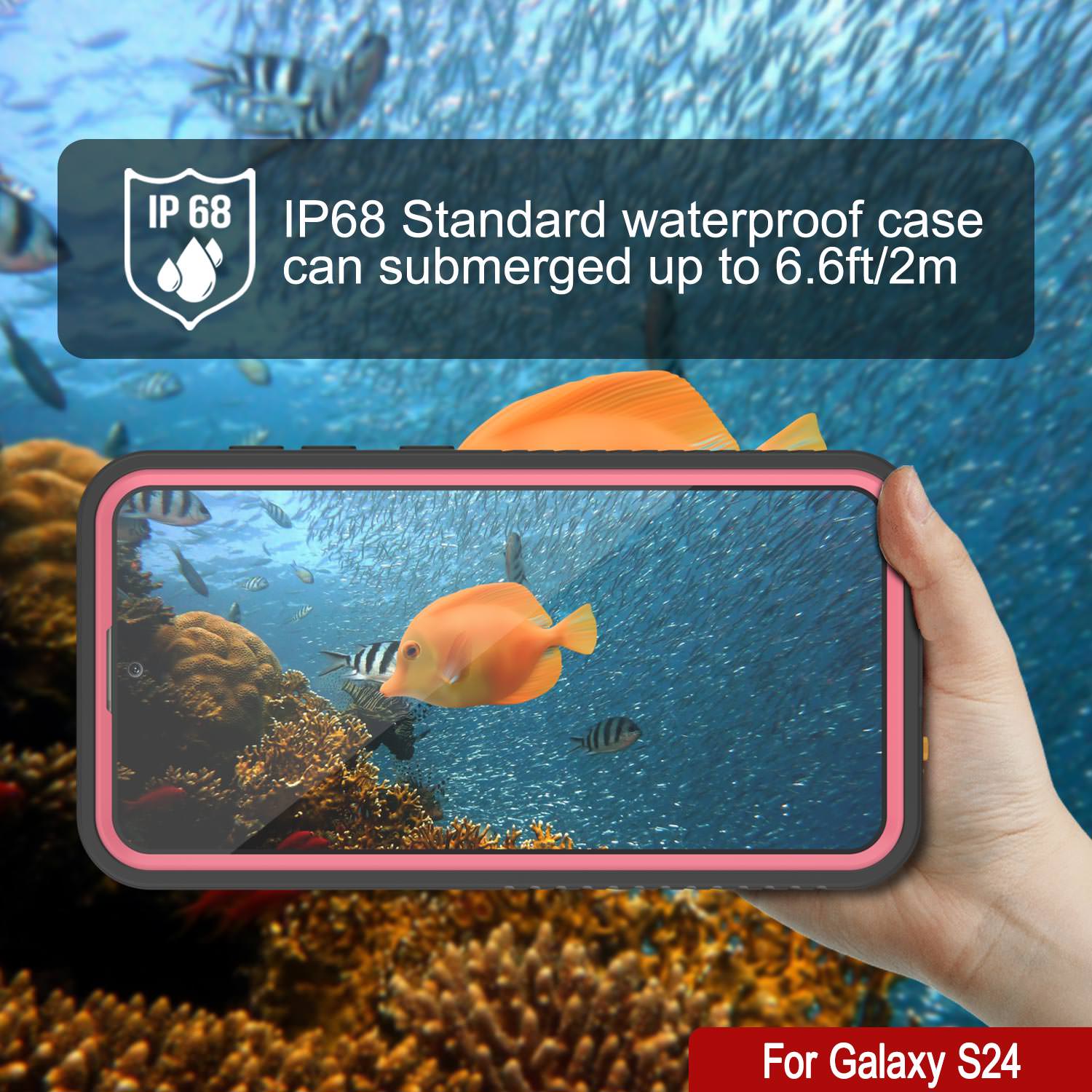 Galaxy S24 Waterproof Case PunkCase StudStar Pink Thin 6.2ft Underwater IP68 Shock/Snow Proof