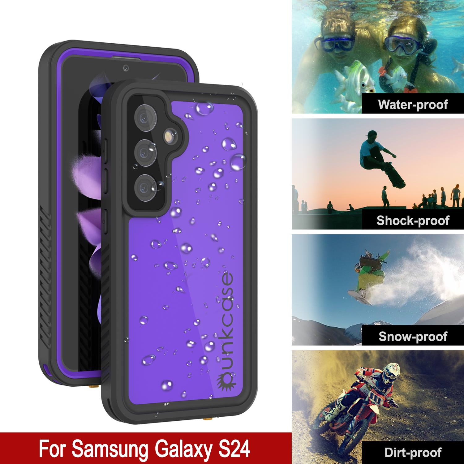 Galaxy S25 Waterproof Case PunkCase StudStar Purple Thin 6.2ft Underwater IP68 Shock/Snow Proof