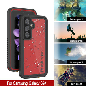 Galaxy S24 Waterproof Case PunkCase StudStar Red Thin 6.2ft Underwater IP68 Shock/Snow Proof