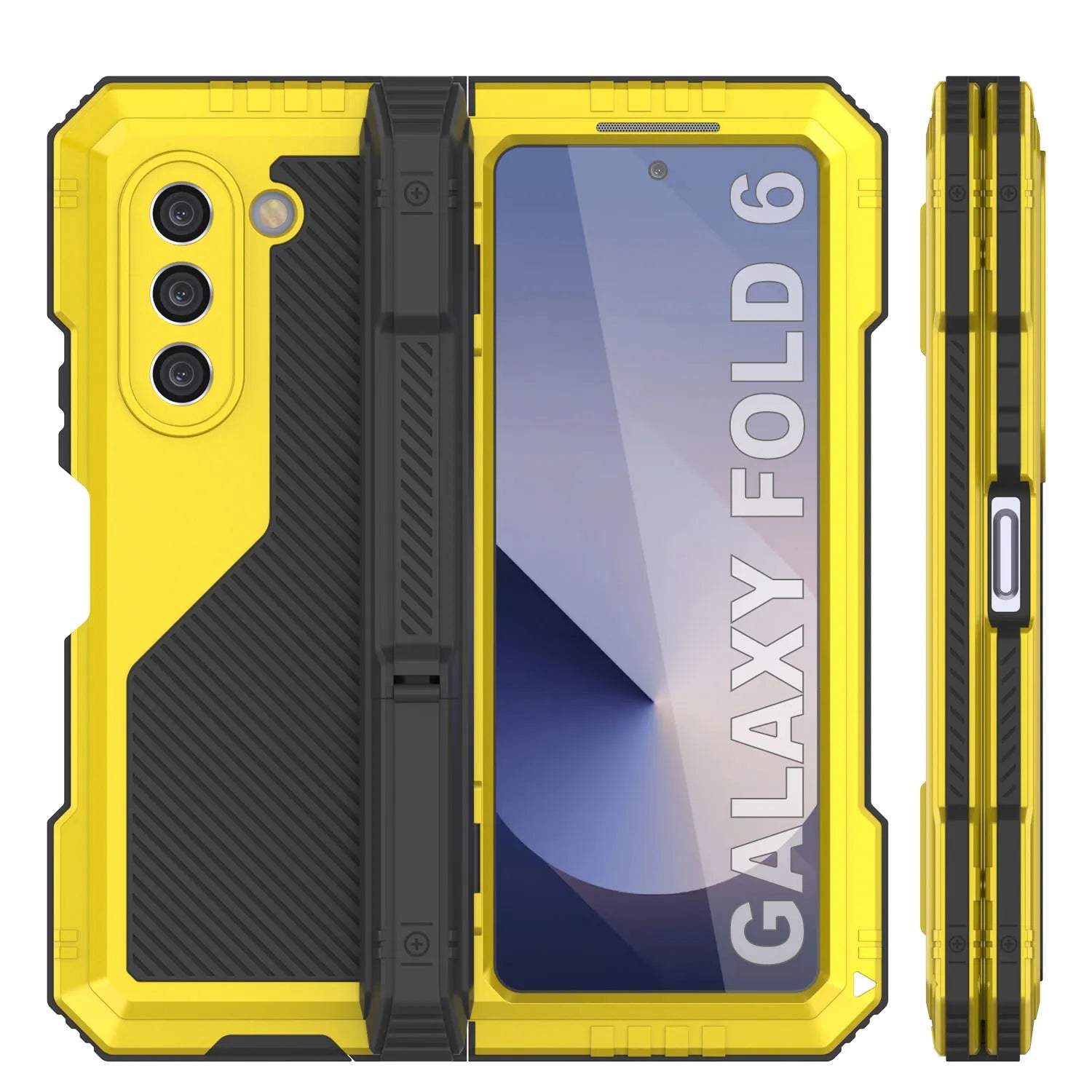 Galaxy Z Fold6 Metal Case, Heavy Duty Military Grade Armor Cover Full Body Hard [Neon]