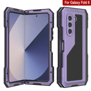 Galaxy Z Fold6 Metal Case, Heavy Duty Military Grade Armor Cover Full Body Hard [Purple]