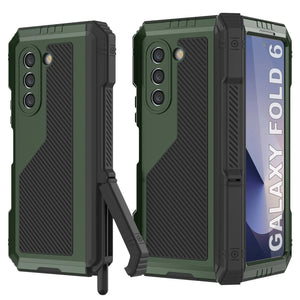 Galaxy Z Fold6 Metal Case, Heavy Duty Military Grade Armor Cover Full Body Hard [Dark Green]