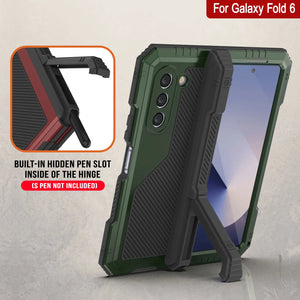 Galaxy Z Fold6 Metal Case, Heavy Duty Military Grade Armor Cover Full Body Hard [Dark Green]