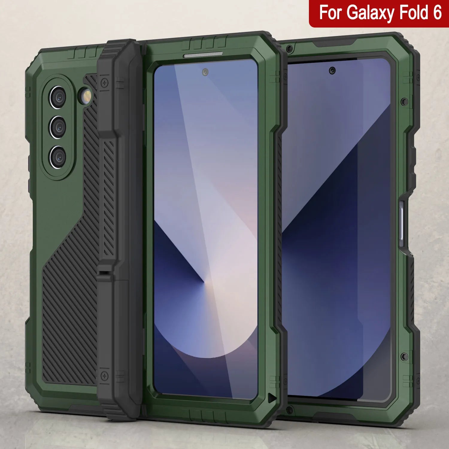 Galaxy Z Fold6 Metal Case, Heavy Duty Military Grade Armor Cover Full Body Hard [Dark Green]