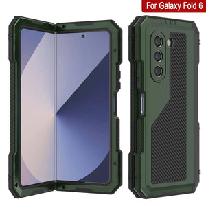 Galaxy Z Fold6 Metal Case, Heavy Duty Military Grade Armor Cover Full Body Hard [Dark Green]