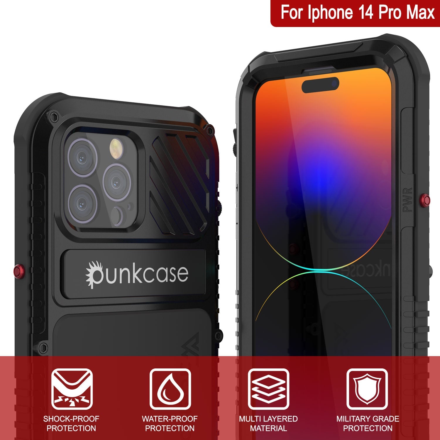 iPhone 16 Pro Max Metal Extreme 3.0 Series Aluminum Waterproof Case IP68 W/Buillt in Screen Protector & Kickstand [White]