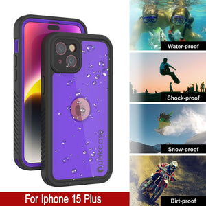 iPhone 16 Plus Waterproof IP68 Case, Punkcase [Purple] [StudStar Series] [Slim Fit] [Dirtproof]