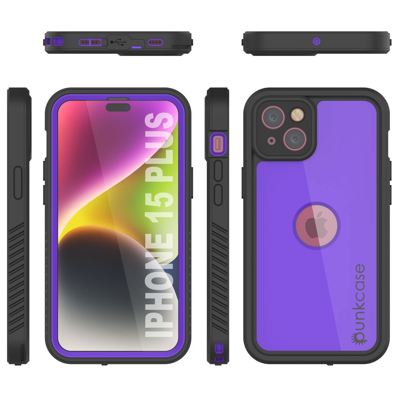 iPhone 16 Plus Waterproof IP68 Case, Punkcase [Purple] [StudStar Series] [Slim Fit] [Dirtproof]