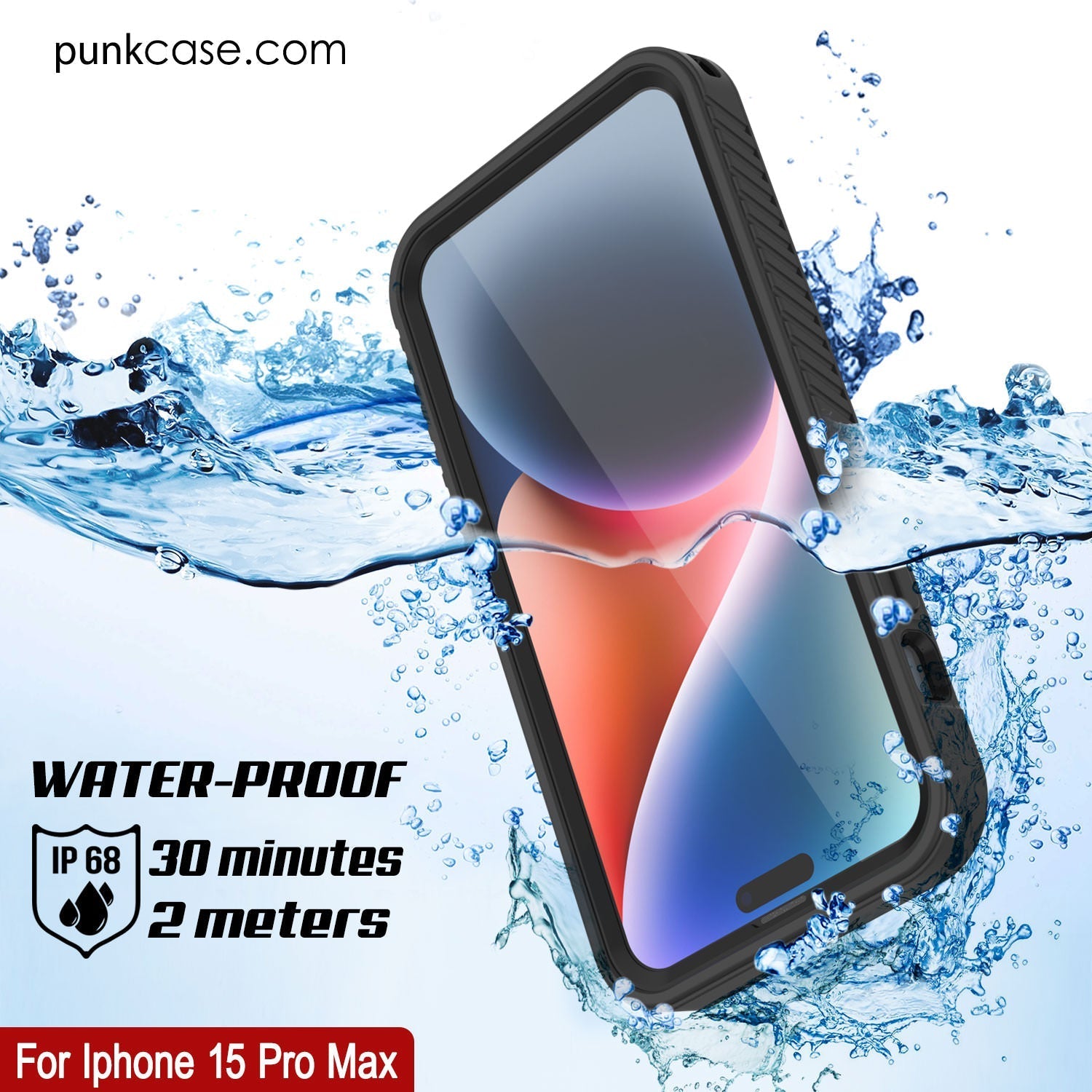 iPhone 16 Pro Max Waterproof IP68 Case, Punkcase [Clear] [StudStar Series] [Slim Fit] [Dirtproof]