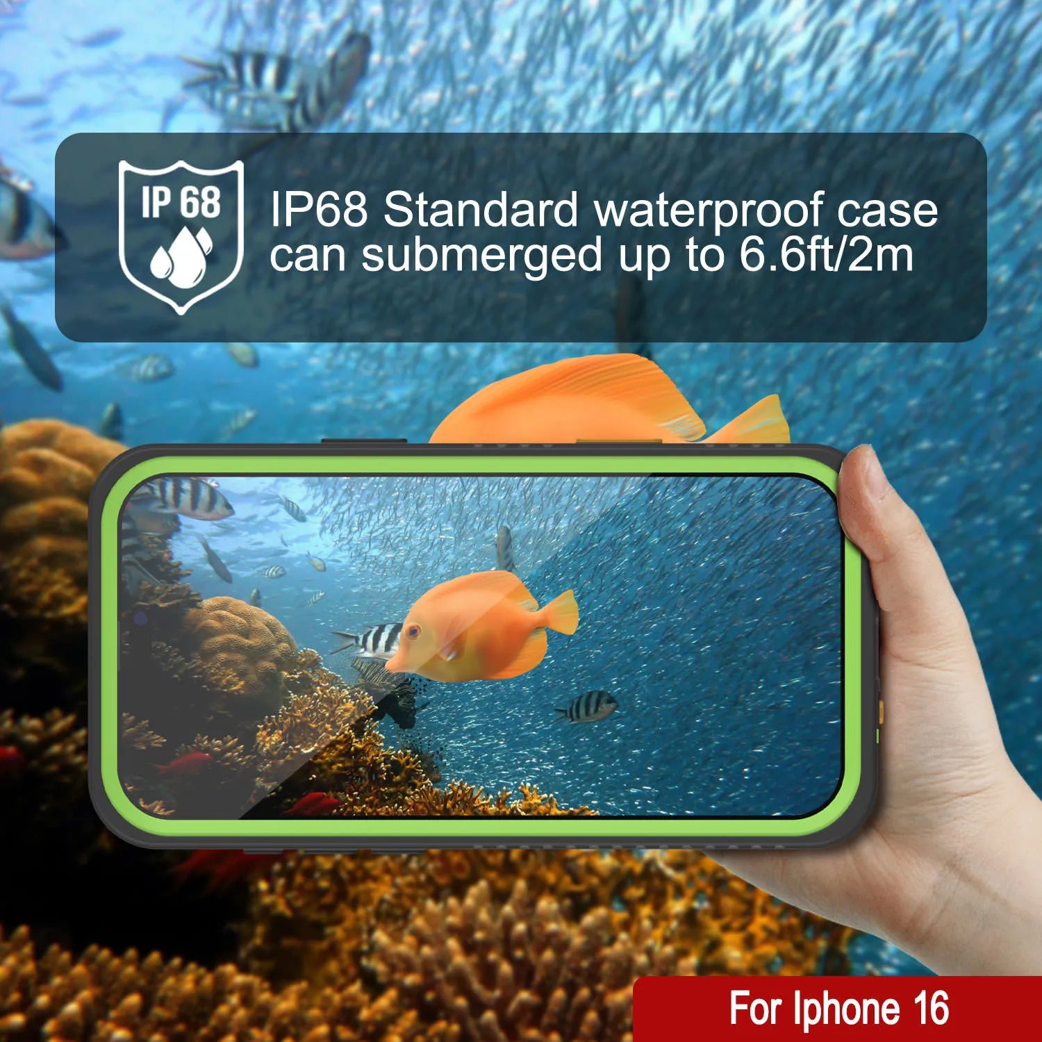 iPhone 16 Waterproof Case, Punkcase [Extreme Series] Armor Cover W/ Built In Screen Protector [Light Green]