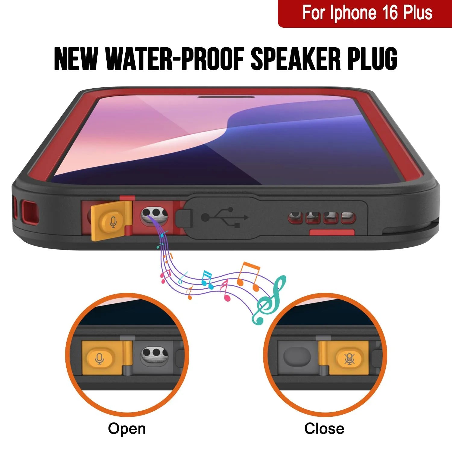 iPhone 16 Plus Waterproof Case, Punkcase [Extreme Mag Series] Armor Cover W/ Built In Screen Protector [Red]