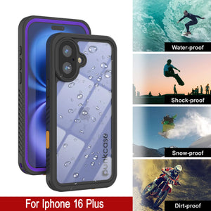 iPhone 16 Plus Waterproof Case, Punkcase [Extreme Series] Armor Cover W/ Built In Screen Protector [Purple]