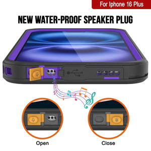 iPhone 16 Plus Waterproof Case, Punkcase [Extreme Series] Armor Cover W/ Built In Screen Protector [Purple]