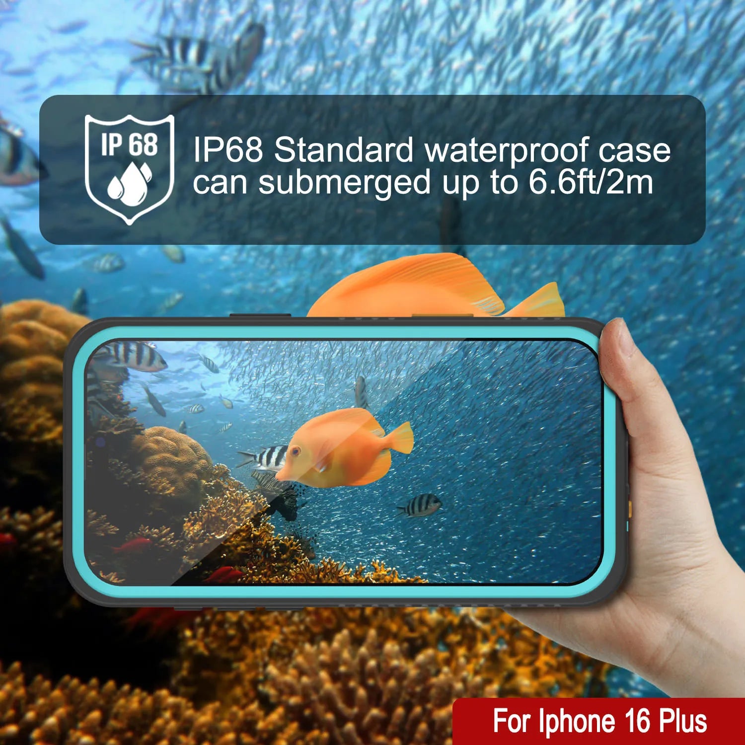 iPhone 16 Plus Waterproof Case, Punkcase [Extreme Series] Armor Cover W/ Built In Screen Protector [Teal]