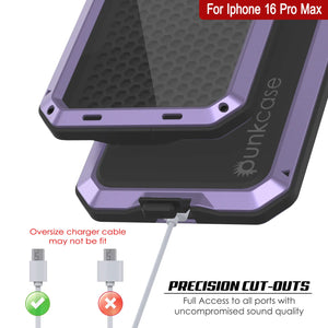 iPhone 16 Pro Max Metal Case, Heavy Duty Military Grade Armor Cover [shock proof] Full Body Hard [Purple]