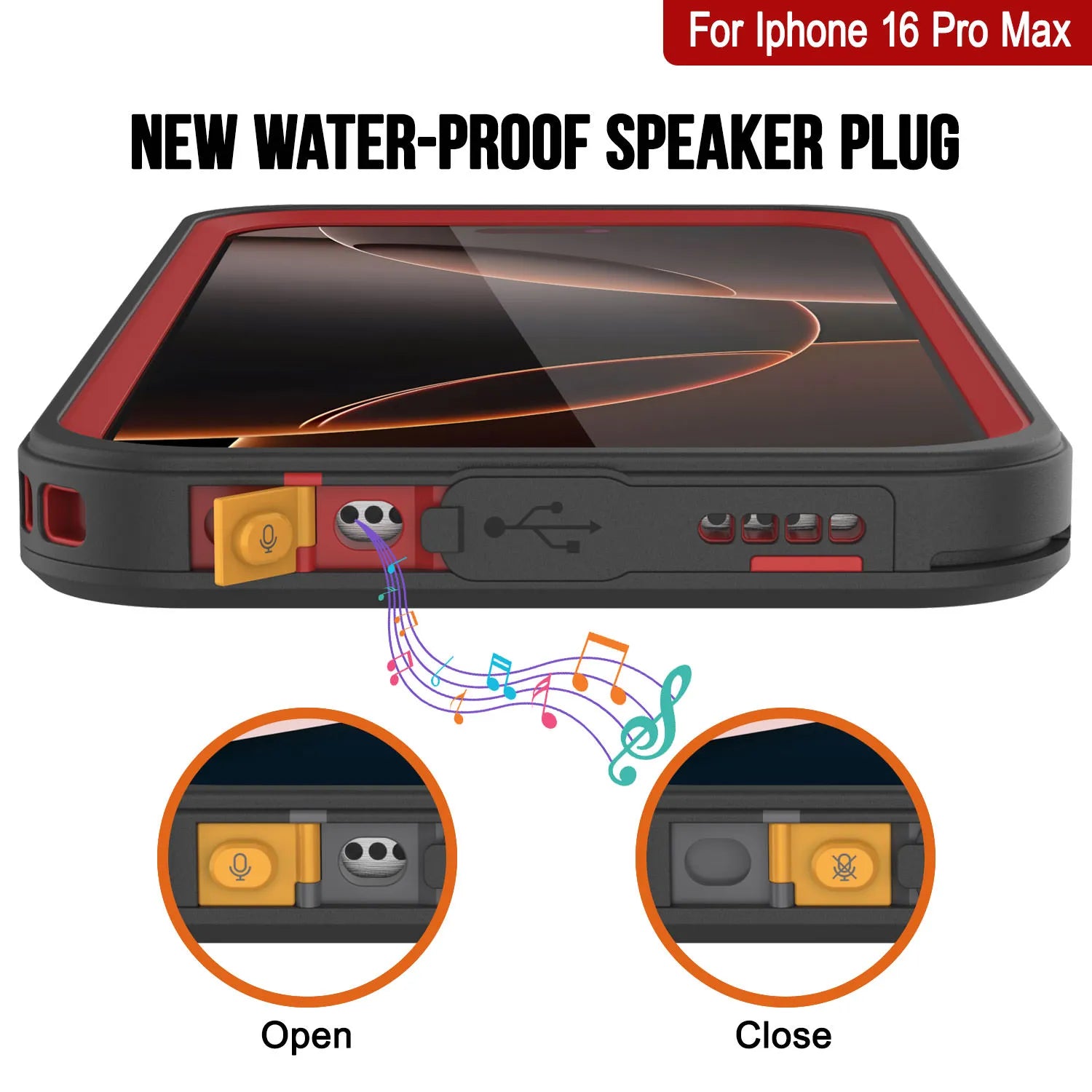 iPhone 16 Pro Max Waterproof Case, Punkcase [Extreme Series] Armor Cover W/ Built In Screen Protector [Red]