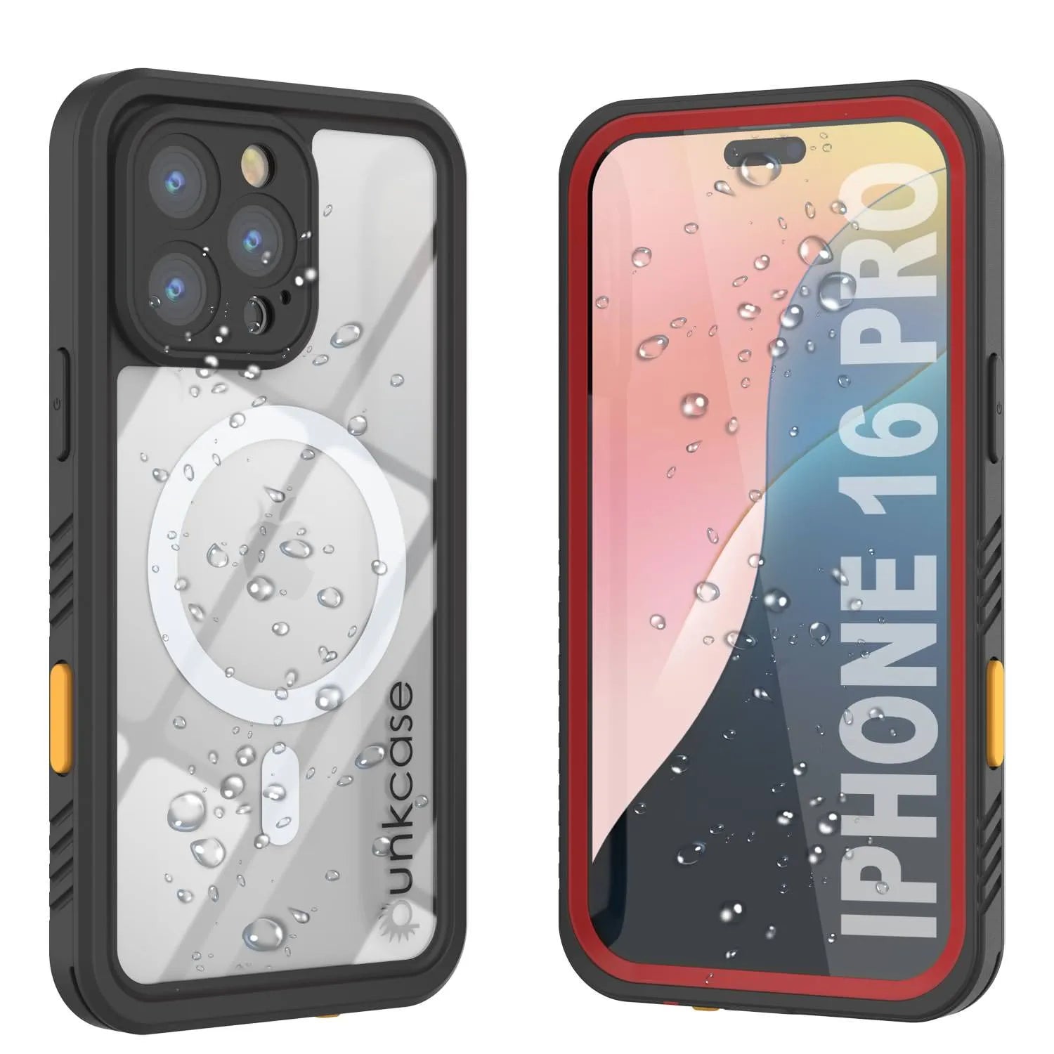 iPhone 16 Pro Waterproof Case, Punkcase [Extreme Mag Series] Armor Cover W/ Built In Screen Protector [Red]