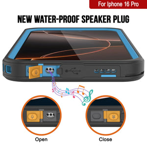 iPhone 16 Pro Waterproof Case, Punkcase [Extreme Series] Armor Cover W/ Built In Screen Protector [Navy Blue]