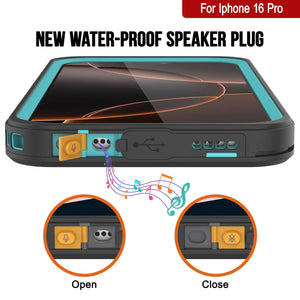 iPhone 16 Pro Waterproof Case, Punkcase [Extreme Series] Armor Cover W/ Built In Screen Protector [Teal]