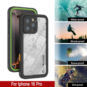 iPhone 16 Pro Waterproof Case, Punkcase [Extreme Series] Armor Cover W/ Built In Screen Protector [Light Green]